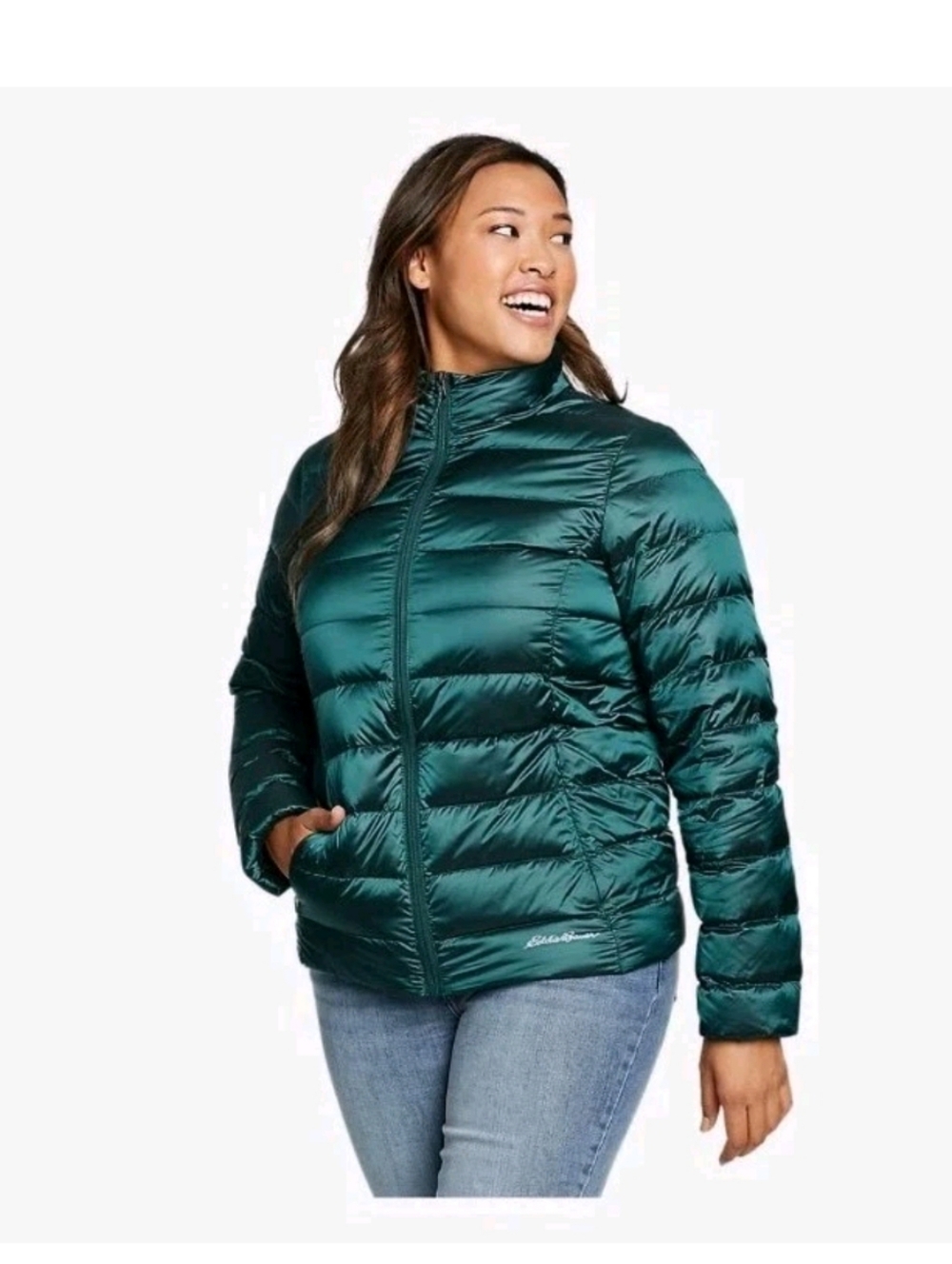 EDDIE BAUER CirrusLite Down Puffer Jacket EB650 Metallic Teal Size Small Petite